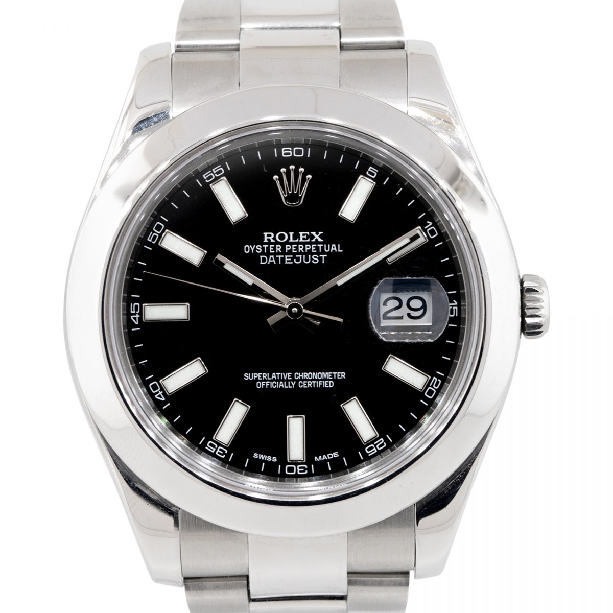Rolex 116300 Datejust II Stainless Steel Black Stick Dial Smooth Bezel Watch