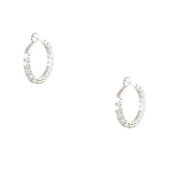 14k White Gold 2.57ctw Diamond Inside Out Hoop Earrings