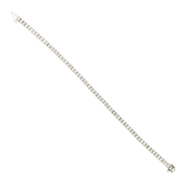 14k White Gold 4.67ctw Princess Cut Diamond Tennis Bracelet
