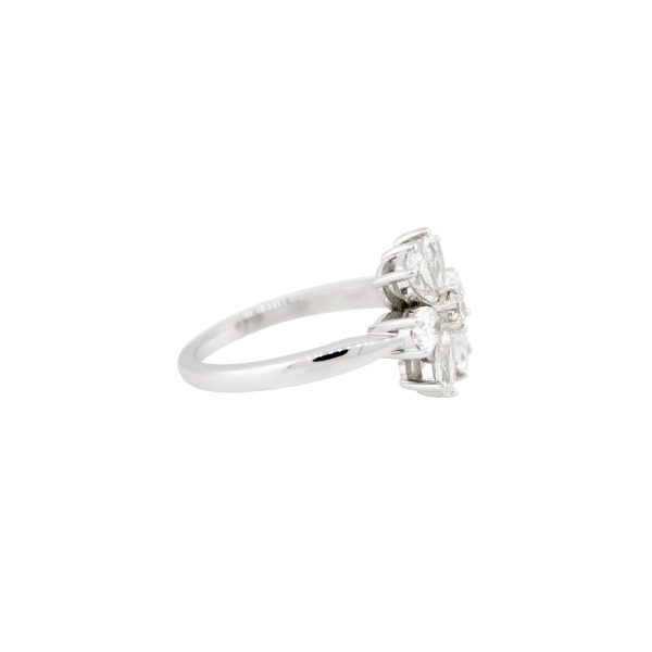 18k White Gold 1.60ctw Pear Shaped Diamond Flower Ring