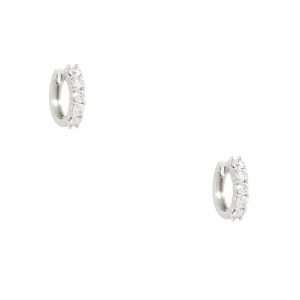 14k White Gold 0.86ctw Small Round Brilliant Diamond Hoop Earrings