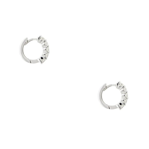 14k White Gold 0.86ctw Small Round Brilliant Diamond Hoop Earrings
