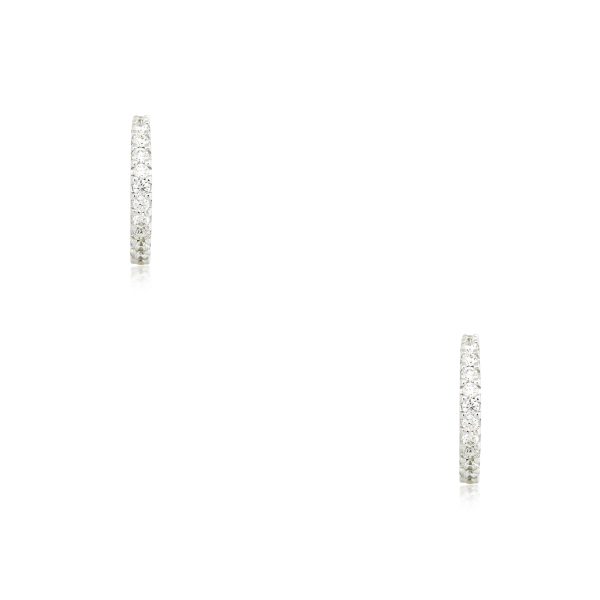 14k White Gold 0.36ctw Small Round Brilliant Diamond Hoop Earrings