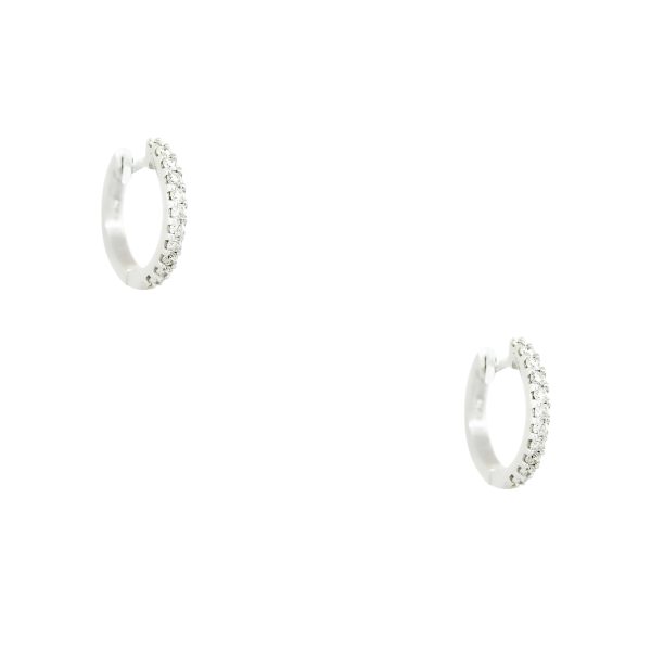 14k White Gold 0.36ctw Small Round Brilliant Diamond Hoop Earrings