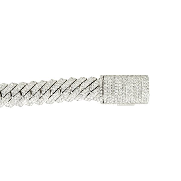 10k White Gold 18.18ctw Pave Diamond 15mm Cuban Link Men's Bracelet