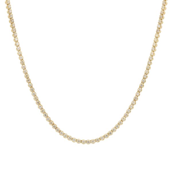 14k Yellow Gold 3.98ctw Round Brilliant Diamond Tennis Necklace