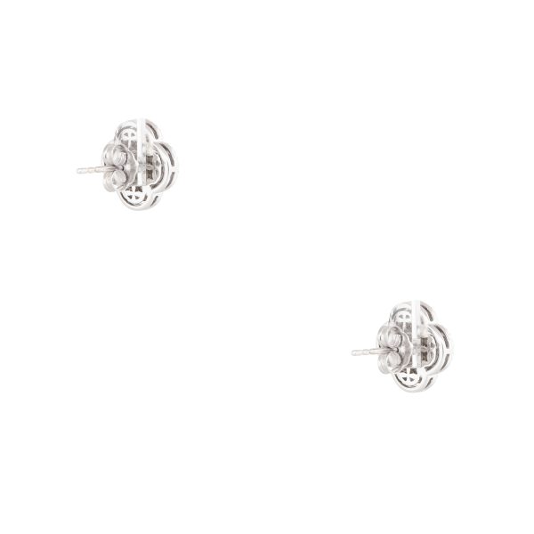 14k White Gold 0.51ctw Pave Diamond Clover Stud Earrings