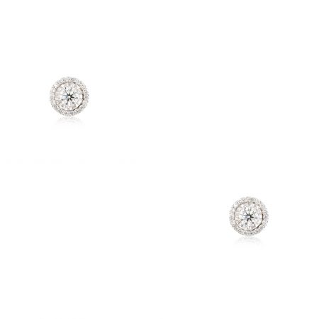 18k White Gold 0.60ctw Diamond Halo Stud Earrings