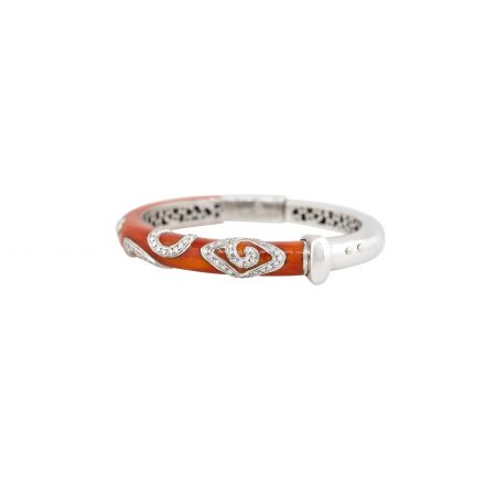 La Nouvelle Bague 18k White Gold 0.90ctw Diamond Enamel Bangle