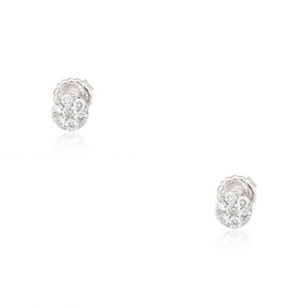14k White Gold 0.66ctw Round Brilliant Diamond Cluster Stud Earrings