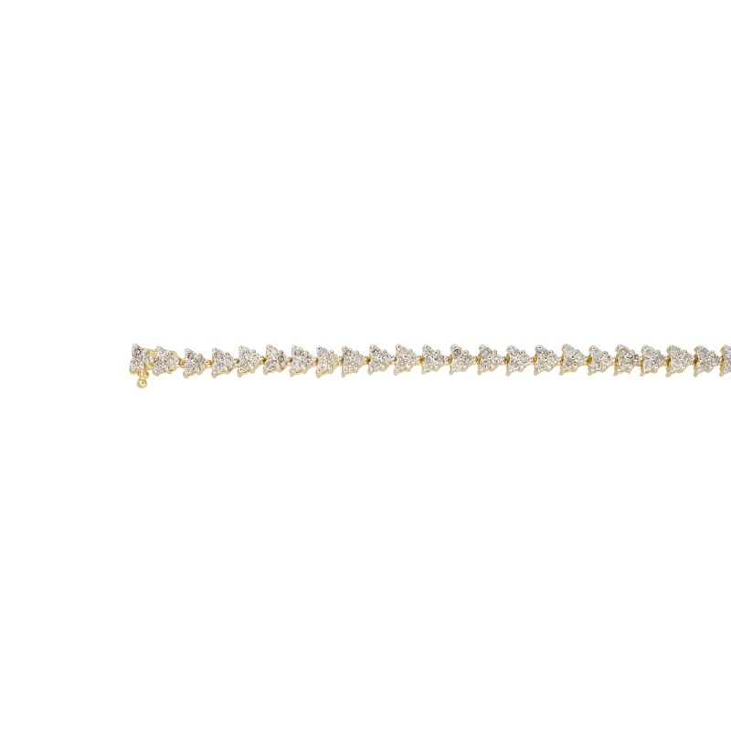 14k Yellow Gold 2.34ctw Diamond Triangle Shaped Tennis Bracelet