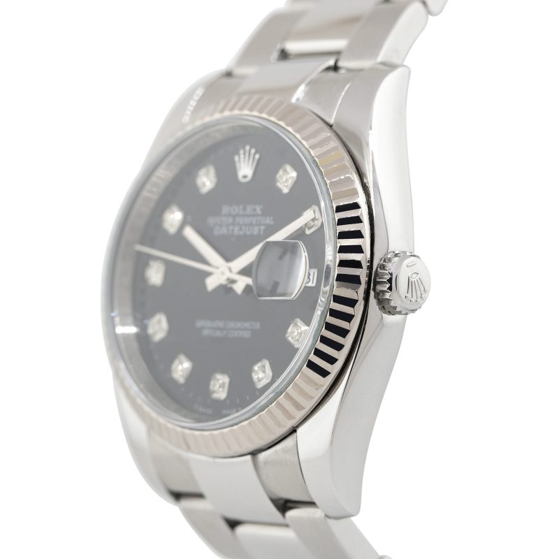 Rolex 116200 Datejust Stainless Steel Black Diamond Dial Watch