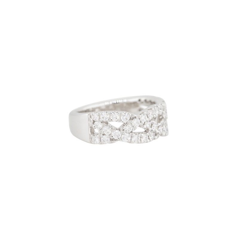 14k White Gold 1.0ctw Round Brilliant Diamond Braided Band Ring