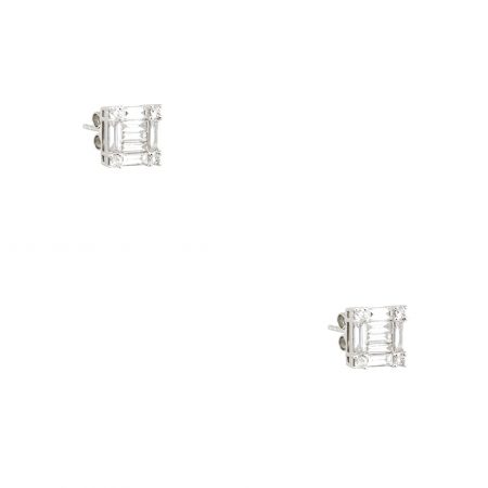 18k White Gold 1.42ctw Multi-Shape Square Diamond Stud Earrings