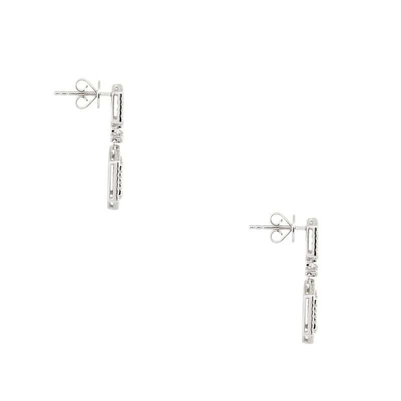 18k White Gold 1.2ctw Multi-Shape Mosaic Diamond Drop Earrings