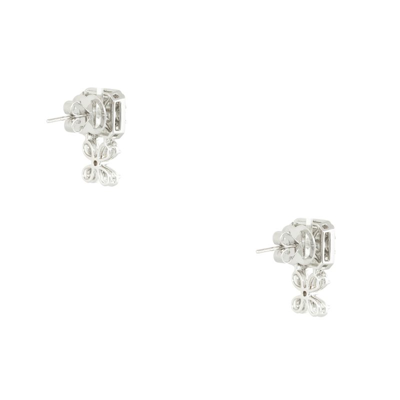 18k White Gold 2.61ctw Multi-Shape Diamond Flower Stud Earrings
