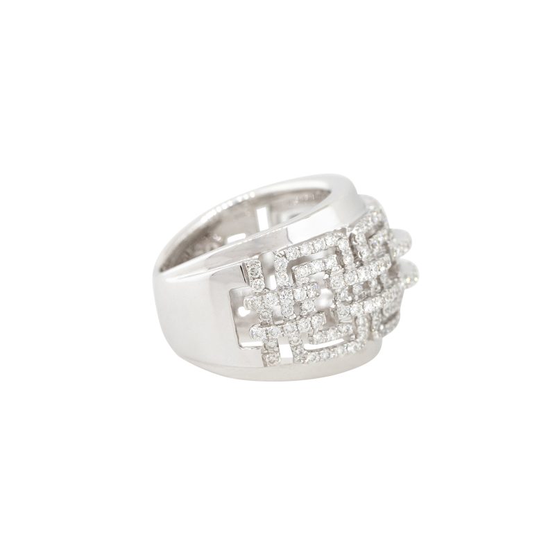 18k White Gold 1.43ctw Diamond Rectangular Open Work Band Ring