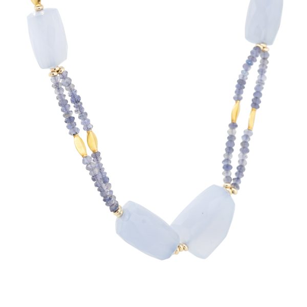 18k Yellow Gold Beaded Chalcedony Necklace