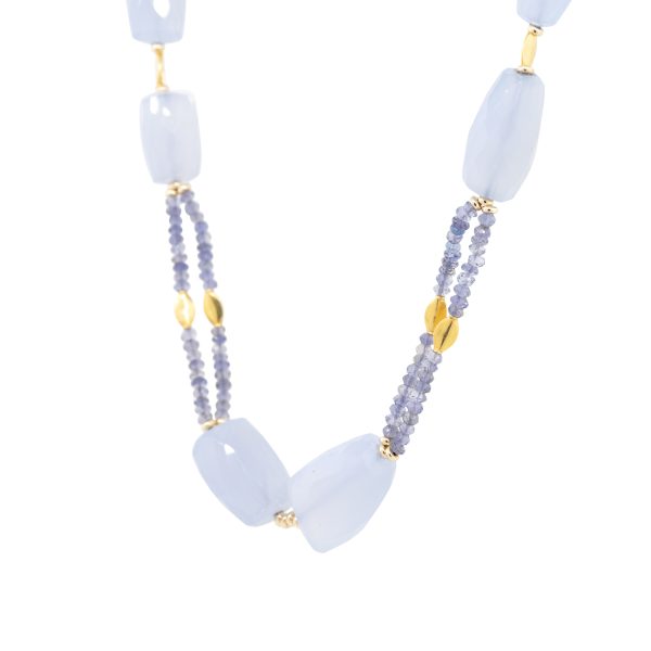 18k Yellow Gold Beaded Chalcedony Necklace