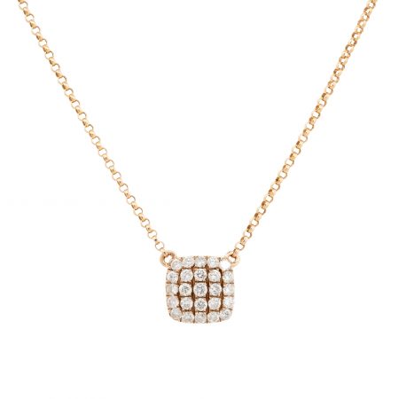 14k Rose Gold 0.25ctw Pave Diamond Square Necklace