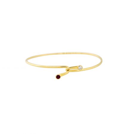 Tiffany & Co. 14k Yellow Gold Ruby and Diamond Twist Lock Narrow Bracelet