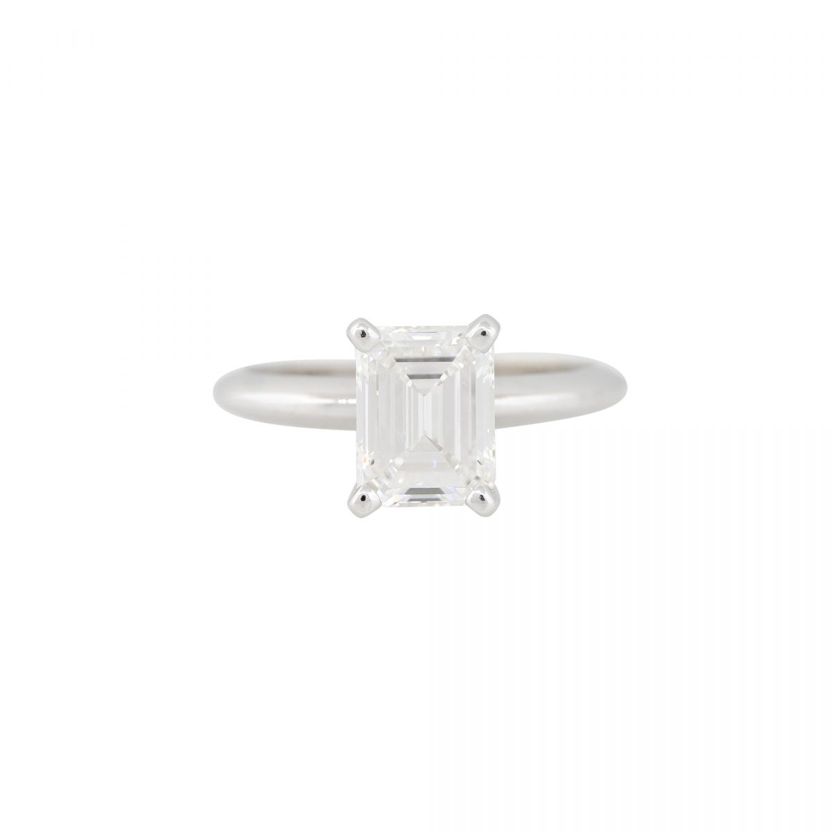 GIA Certified 18k White Gold 2.40ctw Emerald Cut Diamond Solitaire Engagement Ring