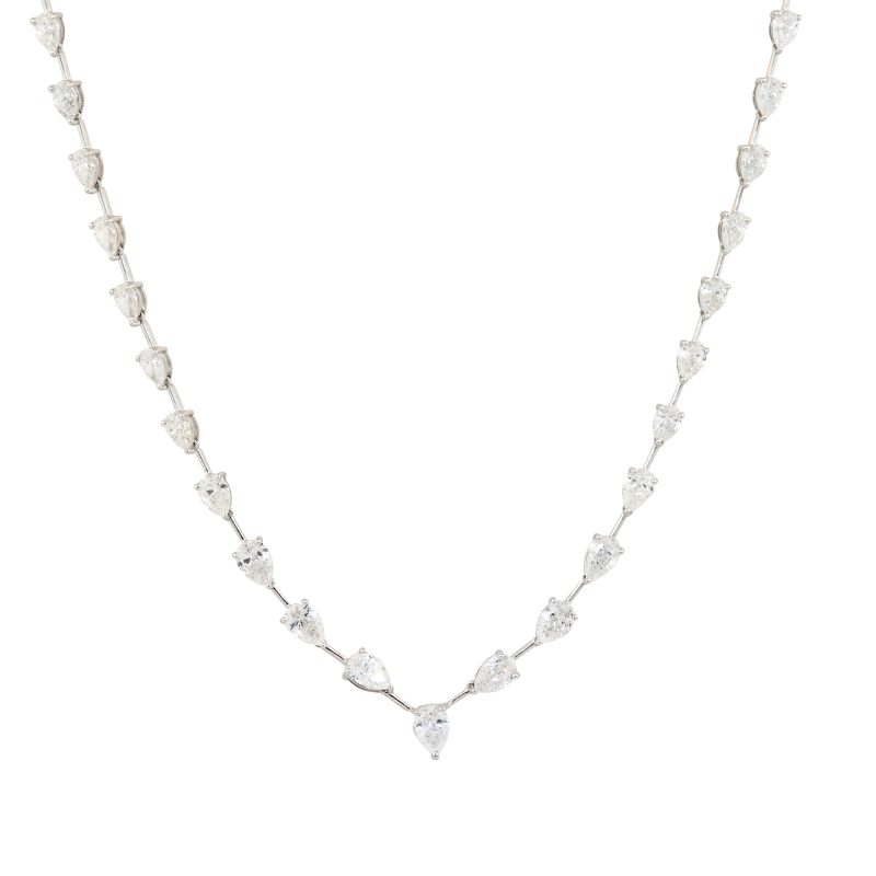 18k White Gold 10.17ctw Pear Shape Diamond Drop Necklace