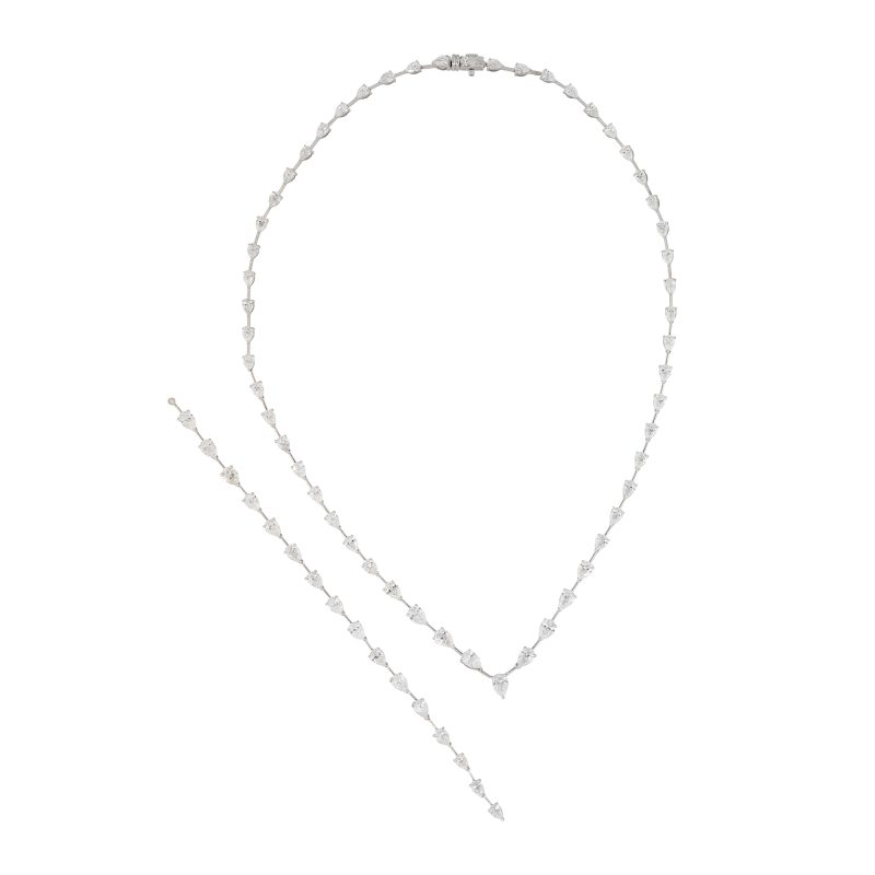 18k White Gold 10.17ctw Pear Shape Diamond Drop Necklace