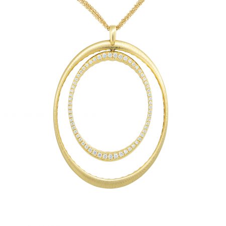 18k Yellow Gold 1.06ctw Diamond Large Double Oval Necklace