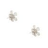 18k White Gold 1.57ctw Round Brilliant & Baguette Cut Diamond Flower Earrings