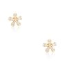 18k Yellow Gold 1.57ctw Round Brilliant & Baguette Cut Diamond Flower Earrings