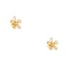 18k Yellow Gold 1.57ctw Round Brilliant & Baguette Cut Diamond Flower Earrings