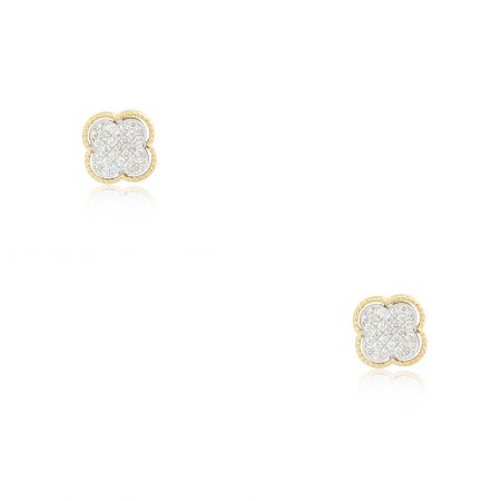 14k Yellow Gold 0.51ctw Pave Diamond Clover Stud Earrings