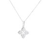 14k White Gold 0.40ctw Pave Diamond Clover Necklace