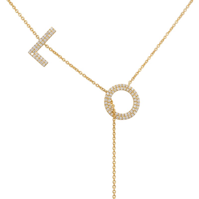 18k Yellow Gold 0.51ctw Diamond LOVE Dangle Drop Necklace