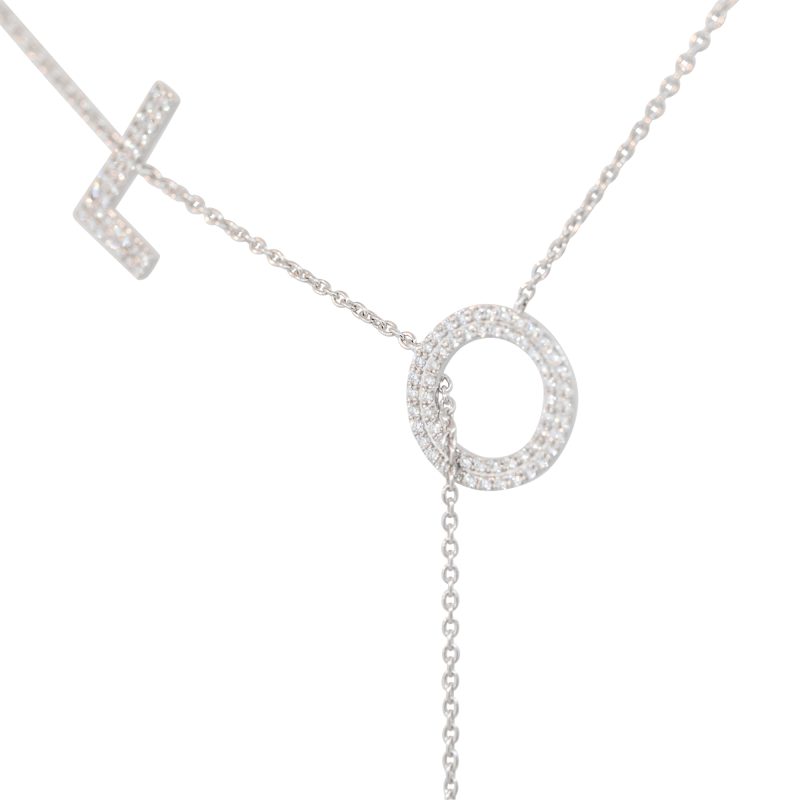 18k White Gold 0.51ctw Diamond LOVE Dangle Drop Necklace