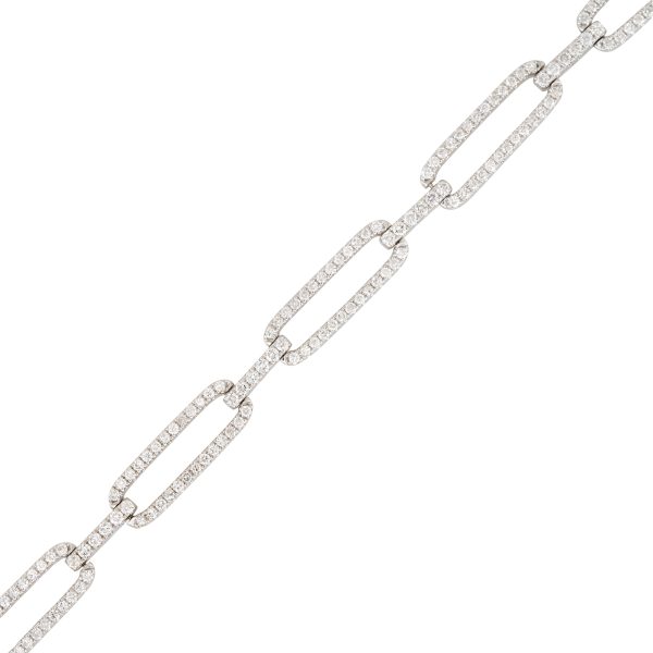 18k White Gold 3.25ctw Pave Diamond Elongated Link Bracelet