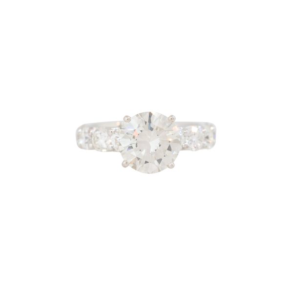 GIA Certified 14k White Gold 4.01ctw Round Brilliant Diamond Engagement Ring