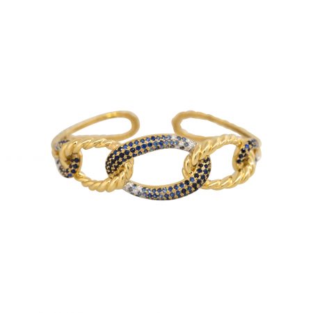 18k Yellow Gold 2.11ct Sapphire and 0.27ct Diamond Link Bracelet