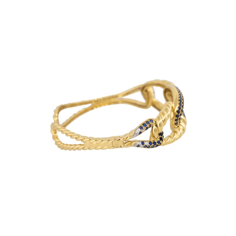 18k Yellow Gold 2.11ct Sapphire and 0.27ct Diamond Link Bracelet