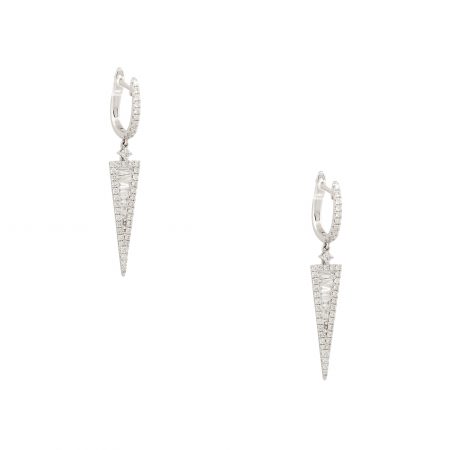 18k White Gold 1.6ctw Multi-Shape Diamond V-Drop Earrings