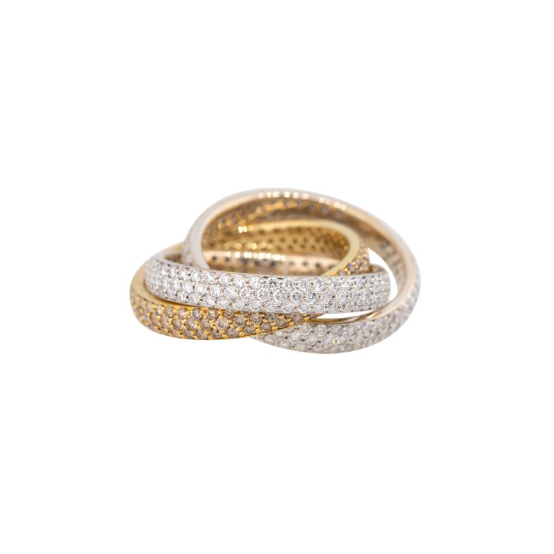 18k Tri-Color Gold 2.75ctw Pave Diamond Rolling Rings Set of 3