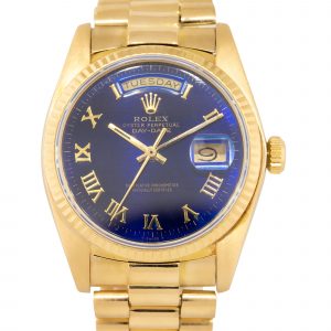 Rolex 18038 Day-Date 18k Yellow Gold Roman Dial Fluted Bezel President Watch