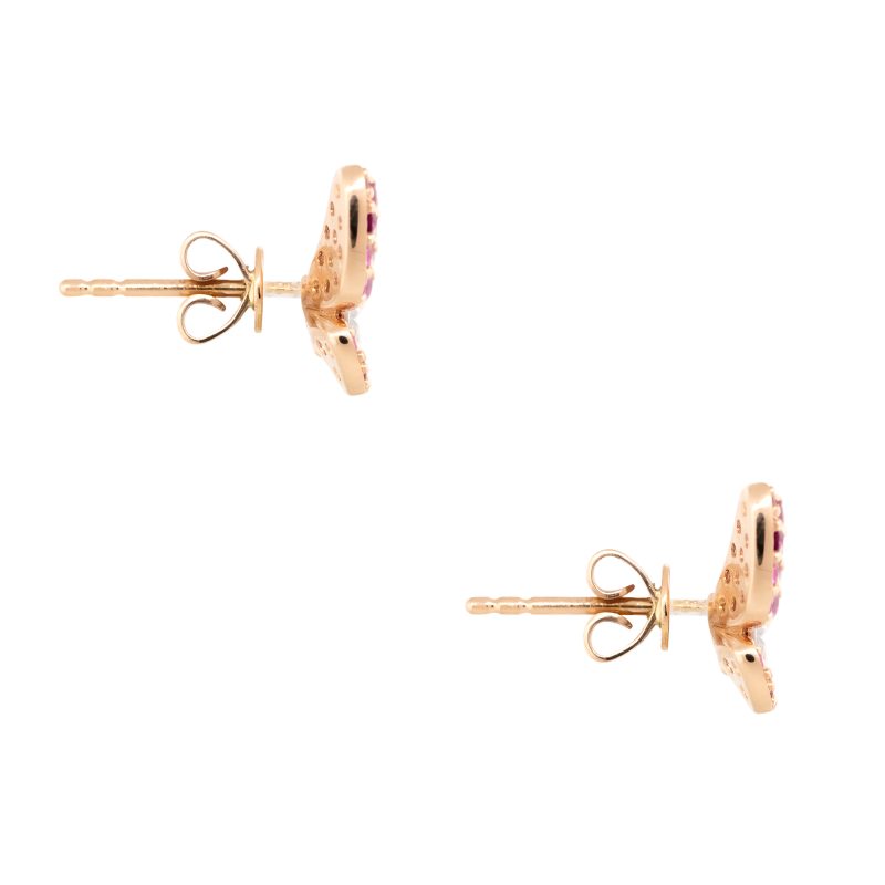 18k Rose Gold 0.73ct Pink Sapphire & Diamond Butterfly Earrings