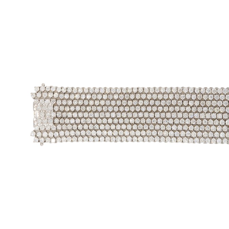 18k White Gold 27.9ct Diamond 9-Row Tennis Bracelet 