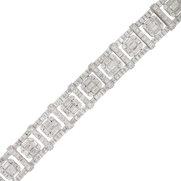 18k White Gold 19.67ct Mosaic Diamond Square Station Bracelet