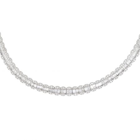 18K White Gold 7.48ctw Diamond Extra Long Functional Zipper Necklace