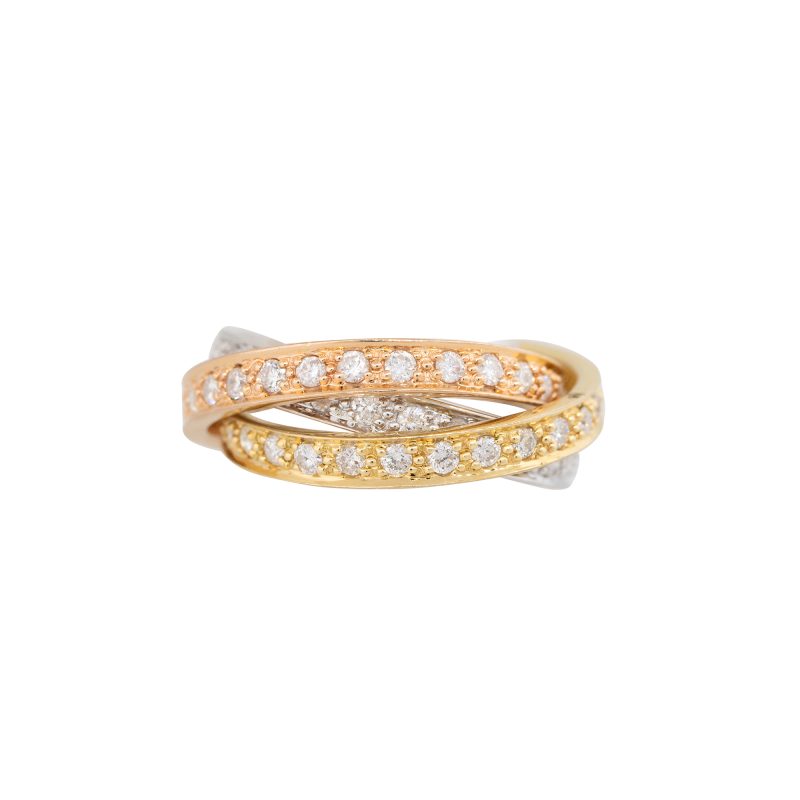 18k Tri-Color Gold 1.84ctw Diamond Rolling Ring