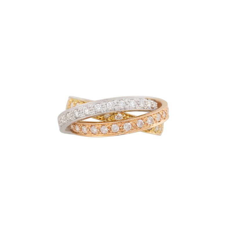 18k Tri-Color Gold 1.84ctw Diamond Rolling Ring
