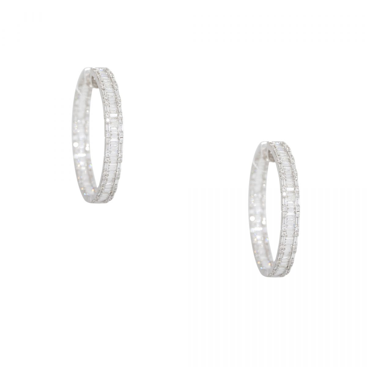 18k White Gold 4.61ctw Diamond Multi-Shape Hoop Earrings